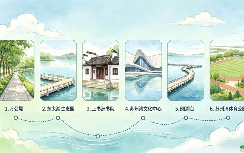 苏州湾东太湖湖景人文一日游生态堤岸・书院・文化地标・湖鲜美食（8个途径点）